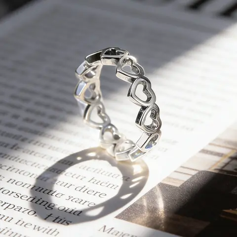 sterling silver Hollow Out Heart Ring Sweet Love Fashion Jewelry Delicate Finger Ring Daily Wear Valentine’s Day Gift for Her