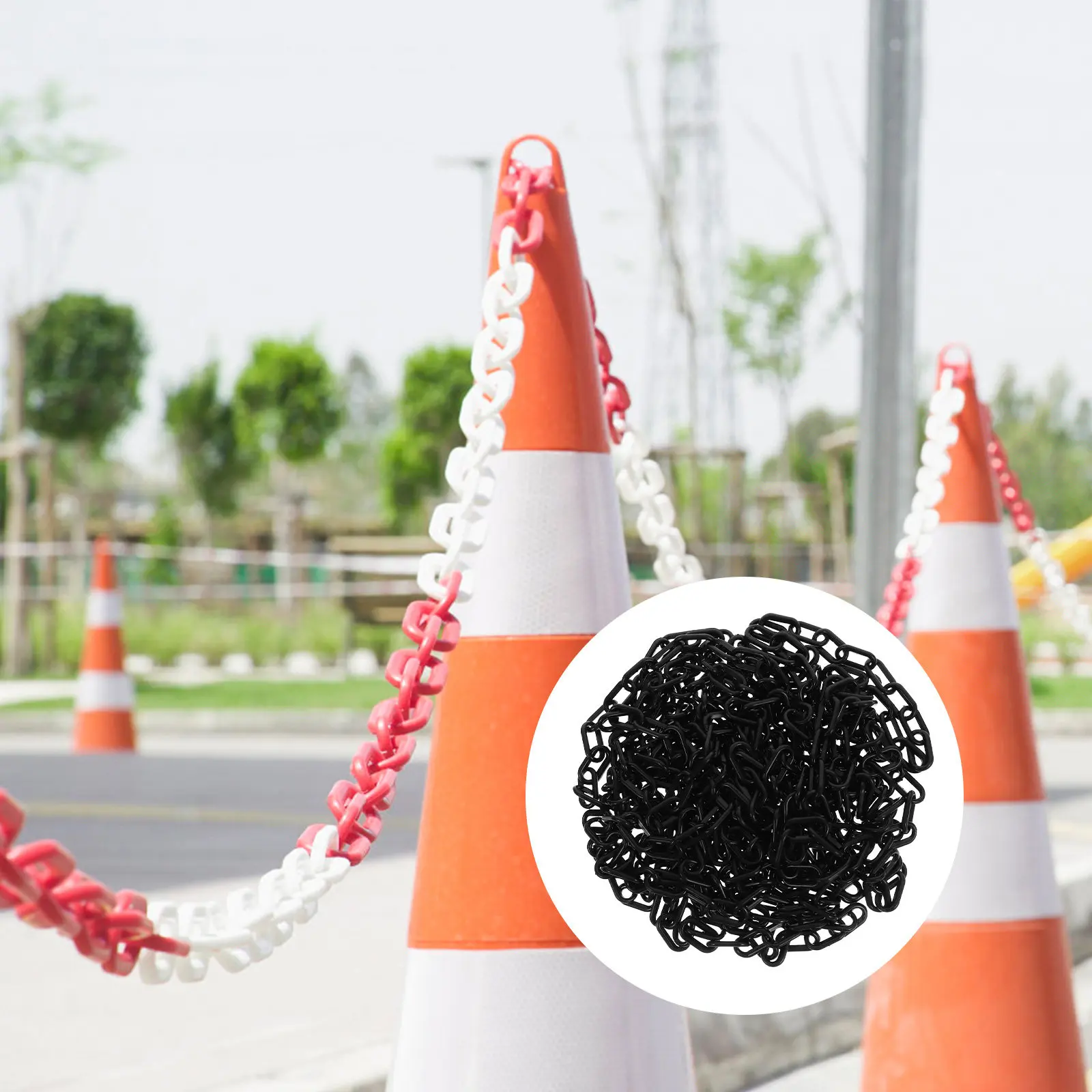 

10-метровая предупредительная защитная цепь из высокопрочного пластика для контроля толпы, использования с дорожными конусами, столбами, знаками «Парковка запрещена», с разборной конструкцией