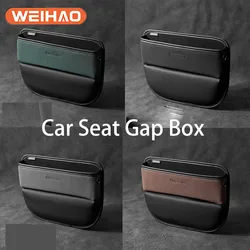 Caja de almacenamiento para hueco de asiento de coche, organizador de cuero para hueco de asiento delantero de coche, bolsillo lateral, accesorios