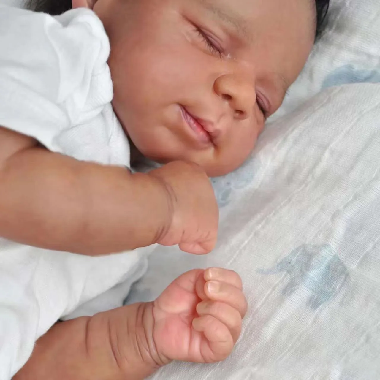 NPK 18inch/46cm Pascale Sleeping Newborn Reborn Baby Doll Soft Cloth Body Already Painted Finished Collectible Toy for Ages 3+
