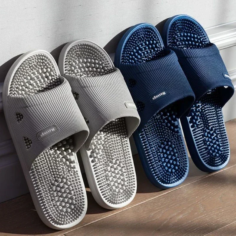 Unisex Massage Slippers Solid Color Soft Sole Non Slip Summer Bathroom Indoor Casual Sandals