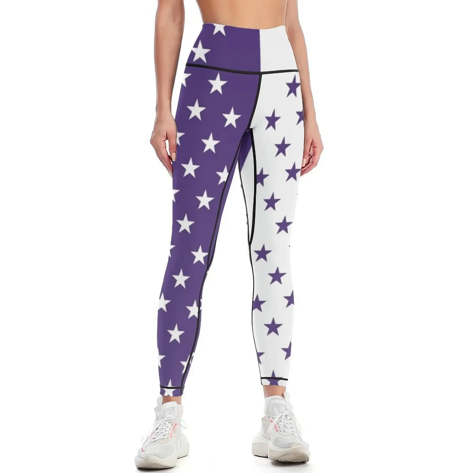 

Purple & White Stars Leggings sports for Jogger pants Women's tights gym clothing Womens Leggings