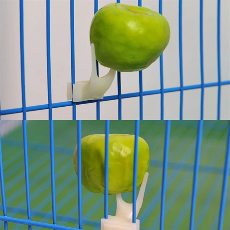 Small Size Birds Parrots Feeder Fruit Fork Pet Parrot Set Install Cage Accessories Supplies 1PC White Convenient Pet Device