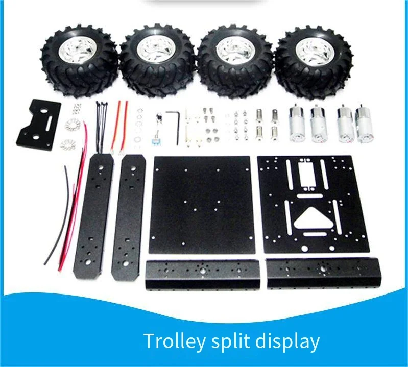 4WD RC سيارة هيكل السيارة المعدنية مع 130 مللي متر الدفة عجلة موتور تيار مباشر على الطرق الوعرة خزان مشروع سيارة روبوت لاردوينو للبرمجة لتقوم بها بنفسك عدة