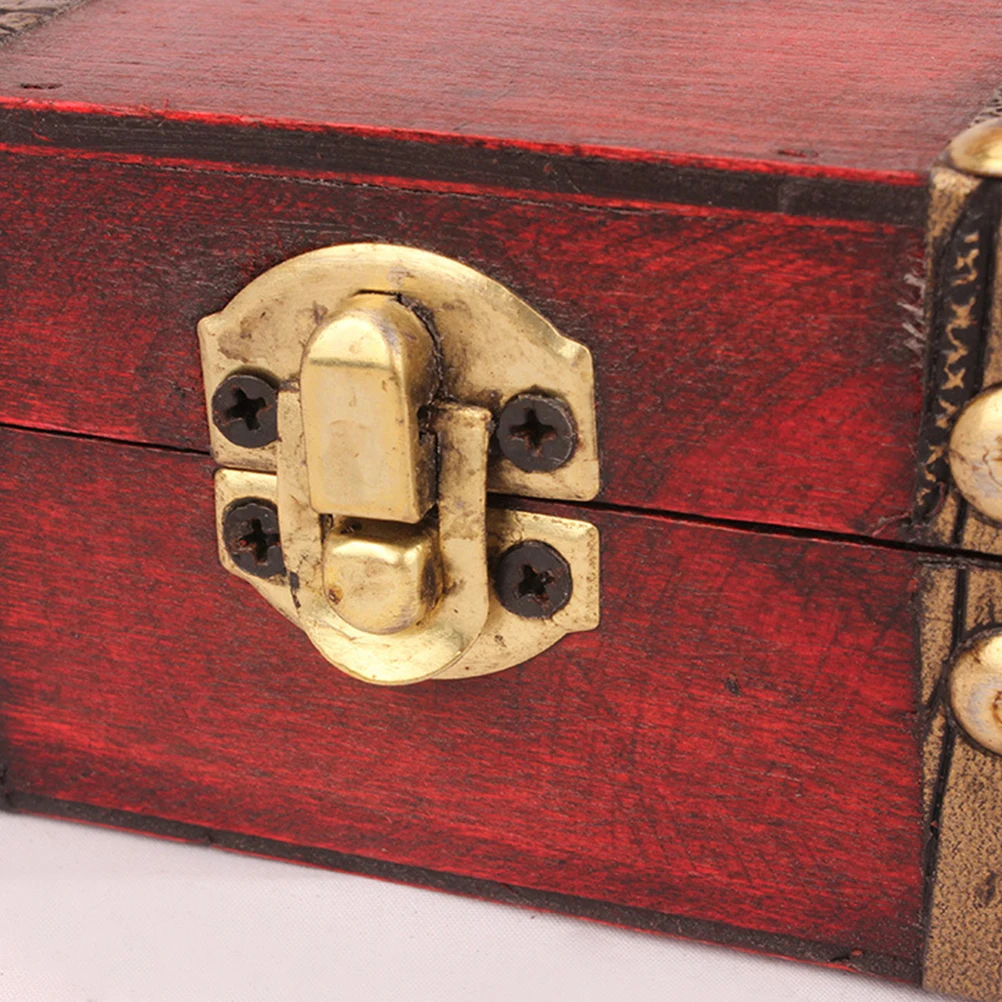 

2 PCS Storage Box Retro Treasure Chest with Lock Jewelry Organizer Vintage Wooden