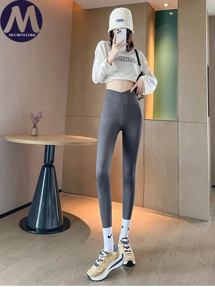 Elegant High-Waist Leggings for Women Sexy Slim Fit Yoga Pants Fashionable Spring Autumn Tighten Abdomen Raise Buttocks