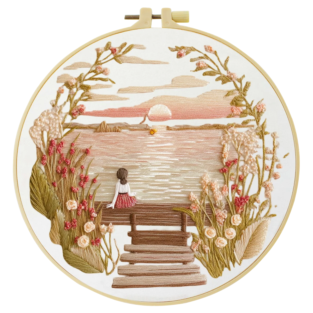 1 Stück 20X20CM/15X15CM 7,87/6,3 Zoll Lake Stickerei Starter-Kit DIY-Kit DIY-Stickerei-Set Handarbeiten Nadelkunst Heimdekoration – Detail 5