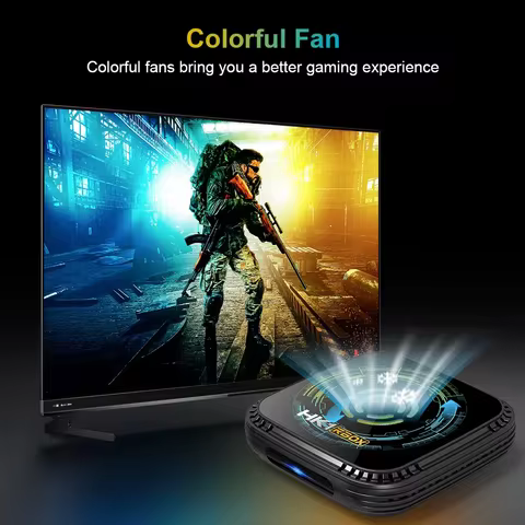 HK1 RBOX H8X Android 14 TV BOX 4G 32G 64G Allwinner H728 BT5.0 8K Cooling-Fan Inside1000M LAN Wifi6