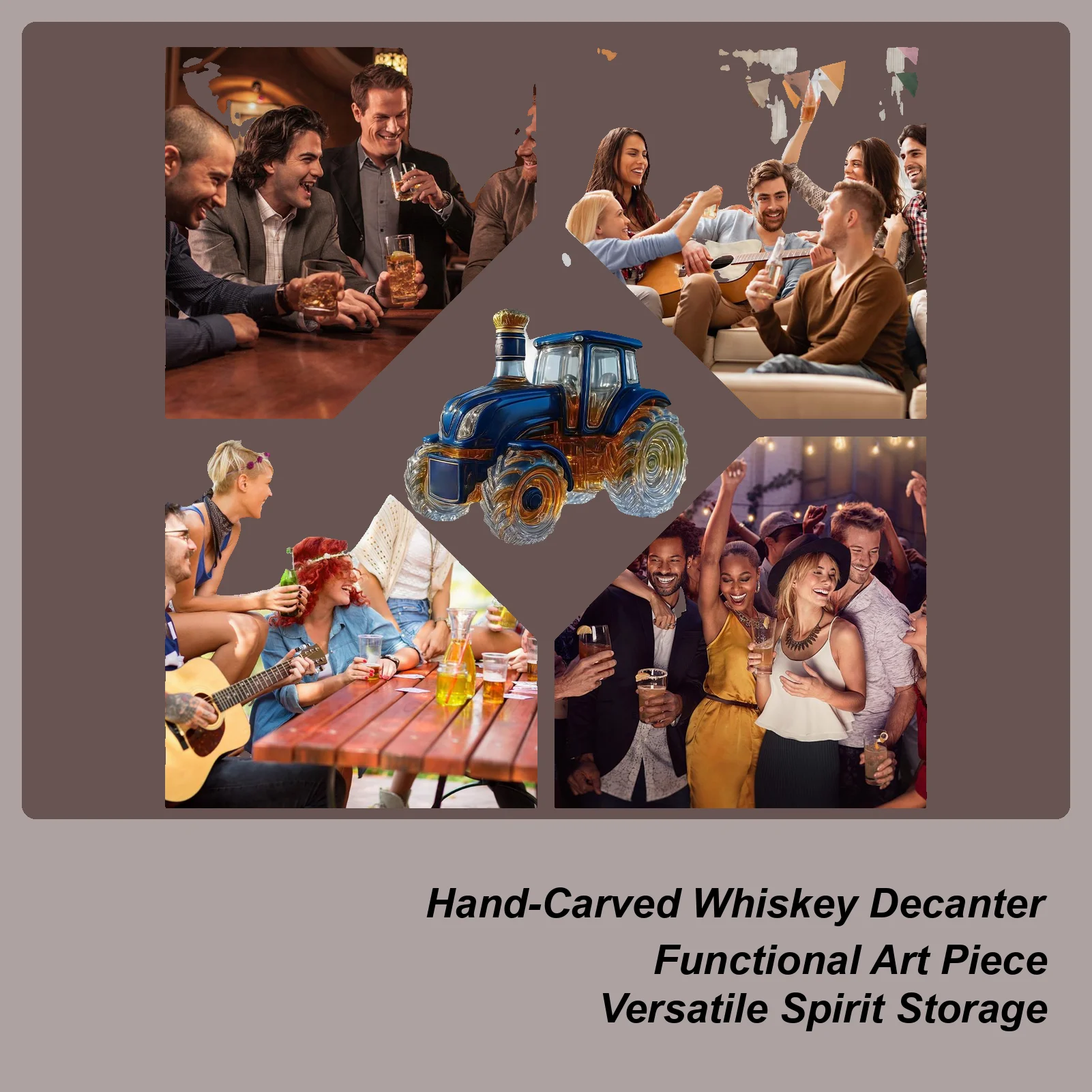 Whiskey Decanter Glass Funny Storage Container Tractor Bourbon Decanter Wine Bottle For Wine Bourbon Brandy Vodka Home Decor Bar