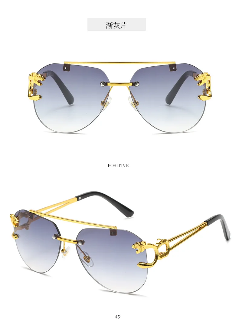 Neue randlose Piloten-Sonnenbrille mit Metallrahmen für Damen und Herren – Große runde Sonnenbrille mit Farbverlauf für Reisen – Detail 14