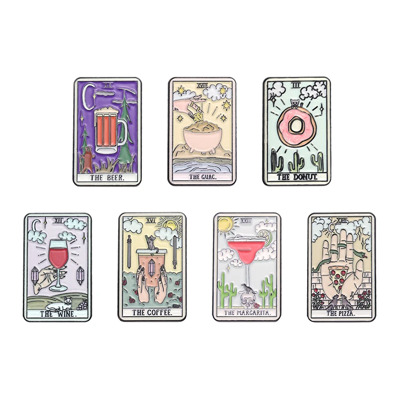 Voedsel Tarot Emaille Spelden  - Wine Beer Pizza recensie en prijs