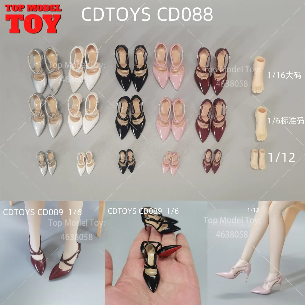 

cdtoys cd088 cd089 1/6 1/12 Scale High Heels Fine Heeled Sandals Shoes Model for 12'' 6’‘ Female Soldier Action Figure Body Doll