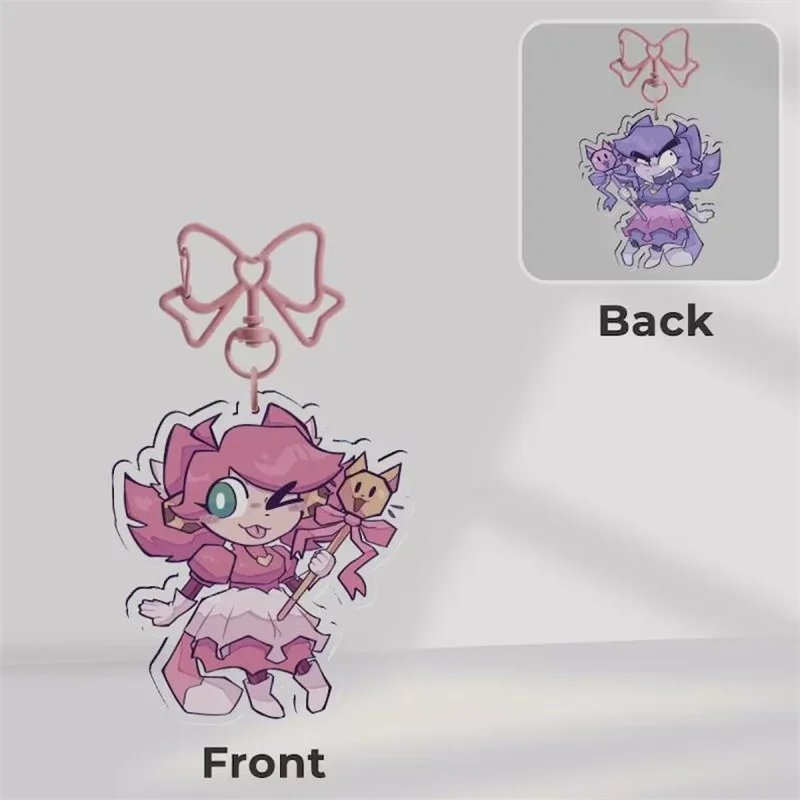 Mad Mew Mew / Pink Double Sided Acrylic Keychain Cute Anime game Character Pendant Keyring for Fans Gifts