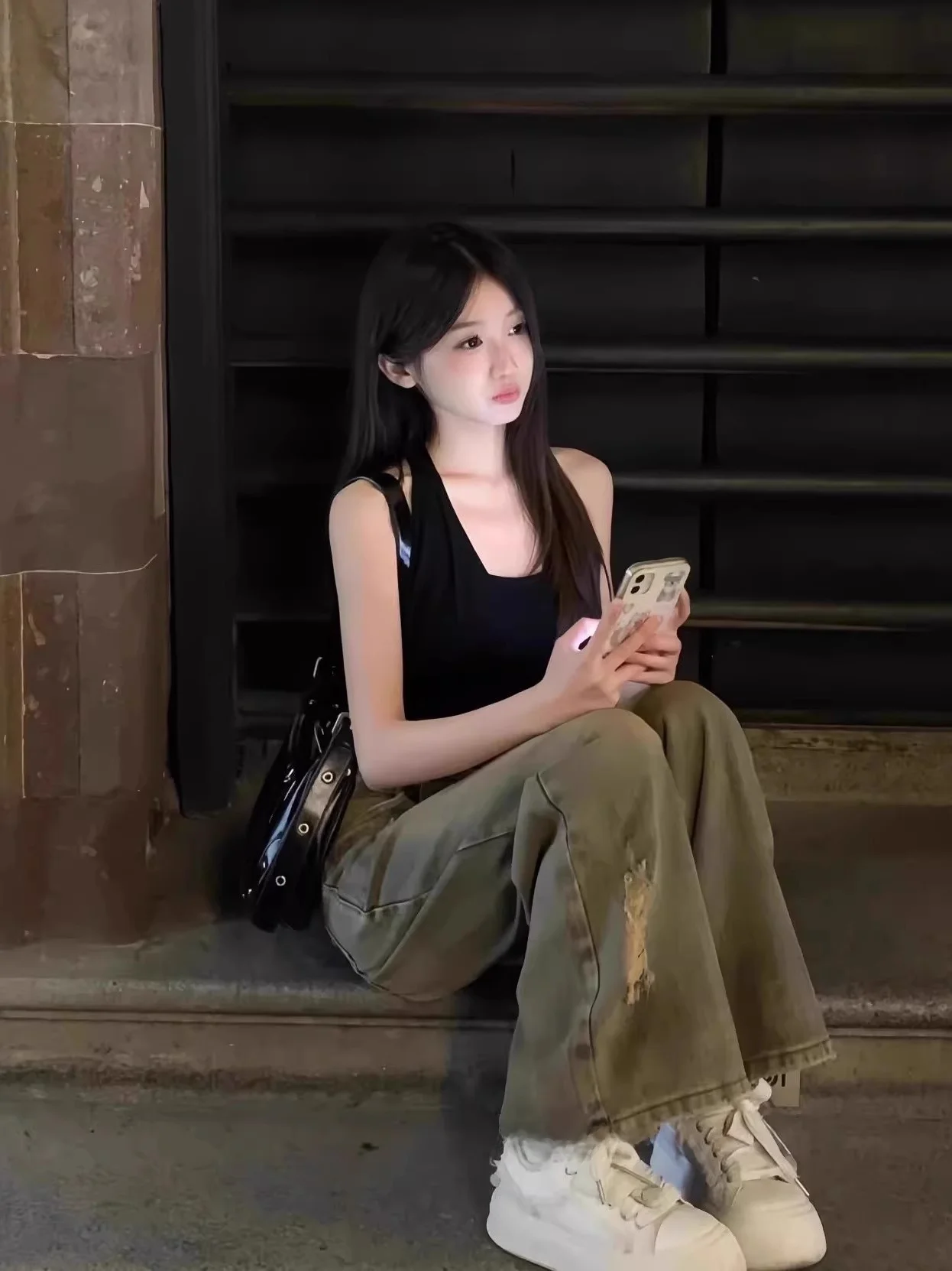 

Джинсы с американскими дырками в стиле ретро, женские весенне-летние новые свободные узкие прямые брюки длиной до пола большого размера с толстыми мм