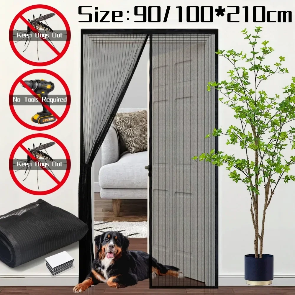 Heavy Duty Magnetic Door Mesh Curtain Anti-Mosquito Automatic Closing Mute Door Netting Home Ventilation Partition Mesh Curtain