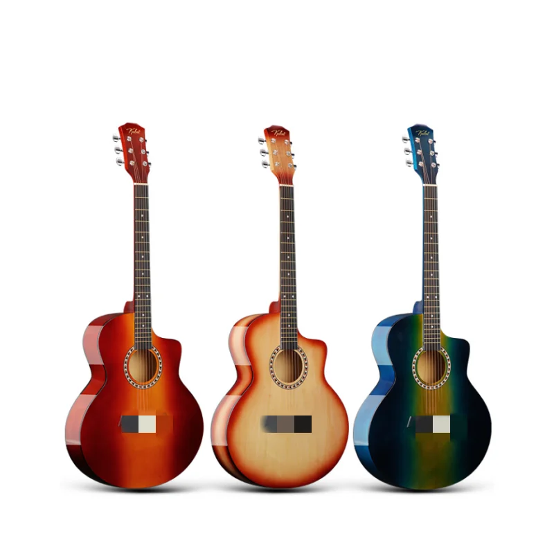 41‑Inch Colorful Basswood 6‑String Classical Acoustic Guitar Wooden String Instrument for Kids Adults Beginners Practice