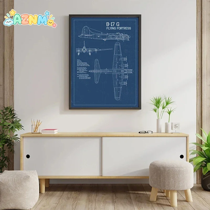 （2D Canvas painting） Air Force Plane Airbus Patent Prints Airplane Poster Fighter Aviation Blueprint Canvas Painting Wall Art