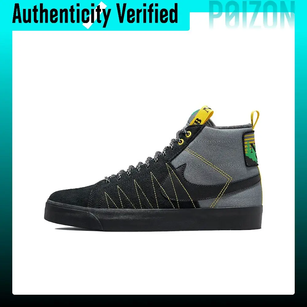 Nike Blazer Skateboard Shoes Unisex Mid Top Black/Gray/Yellow/Green DC8903-001
