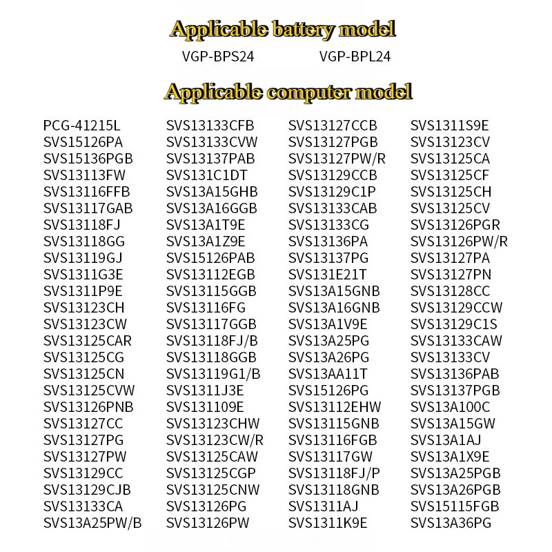 New 11.1V 49WH VGP-BPS24 BPL24 Laptop Battery 4400MAH Replacement for SONY Vaio  SC SD SA SB VPCSA VPCSD Notebook OEM Factory