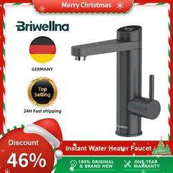 Briwellna Stainless Steel Electric Faucet With Digital Display 220V Instant Hot Water Tap Faucet 120° Swivel Spout Heating Tap