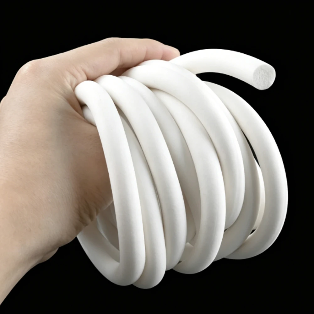 1-10M White Silicone Foam Round Bar Dia 1/1.2/1.5-16mm High Temperature Resistant Rubber Sealing Strip Door And Window Sealing
