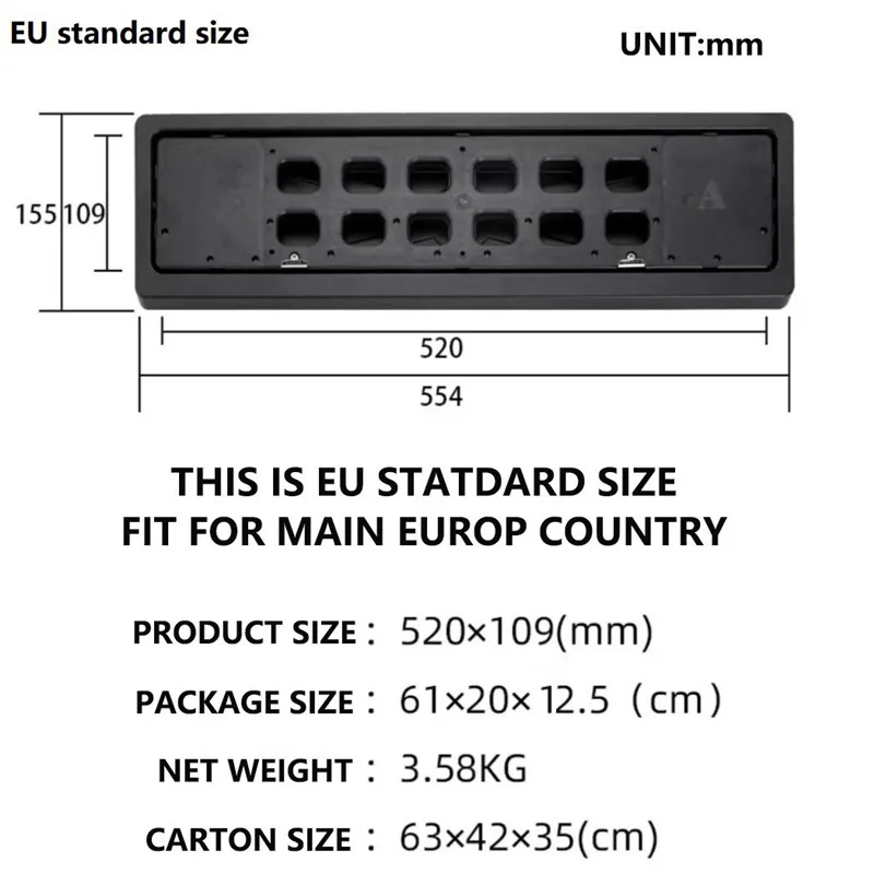 Manufacturer Electric car license plate frame European license plate holder Europe Russia Ukraine modification flop