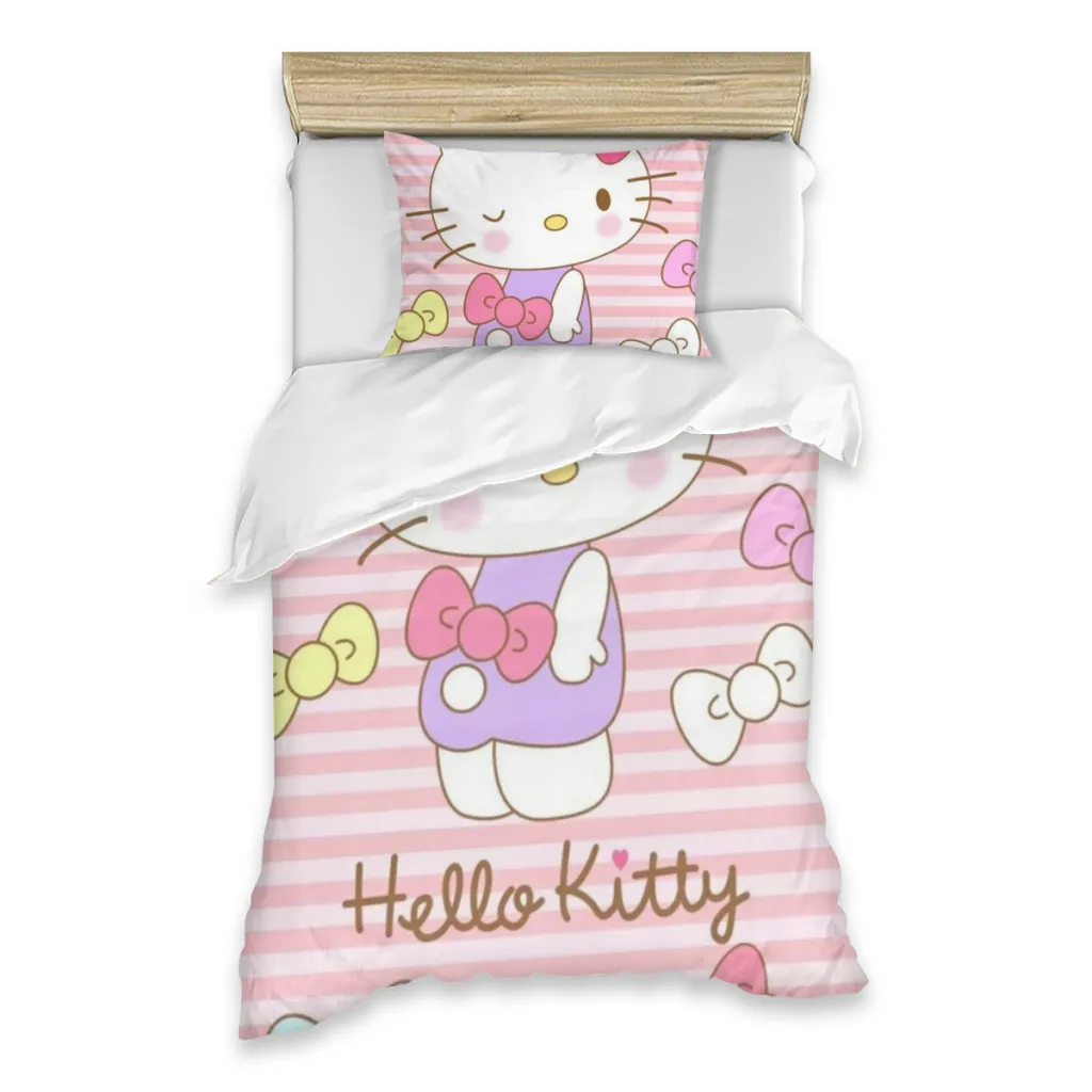 

Disney Hello Kitty Bed Sheets Set Comforter Quilt Cover Duvets Single Bedding