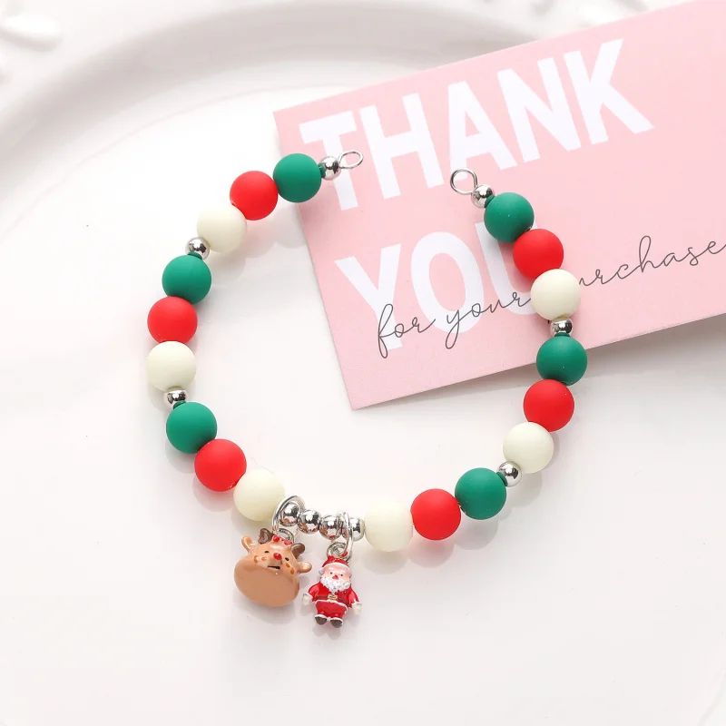 Cross-Border Wholesale New Christmas Santa Claus Christmas TreediyBracelet Mobile Phone Charm Scattered Beads Bead String Jewelr