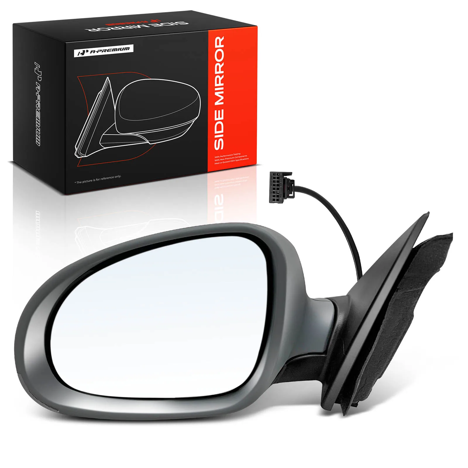 A-Premium Driver Side Power Door Mirror for Volkswagen GTI Rabbit 2006-2009 Manual Folding Turn Signal Light Heated Black+Gray
