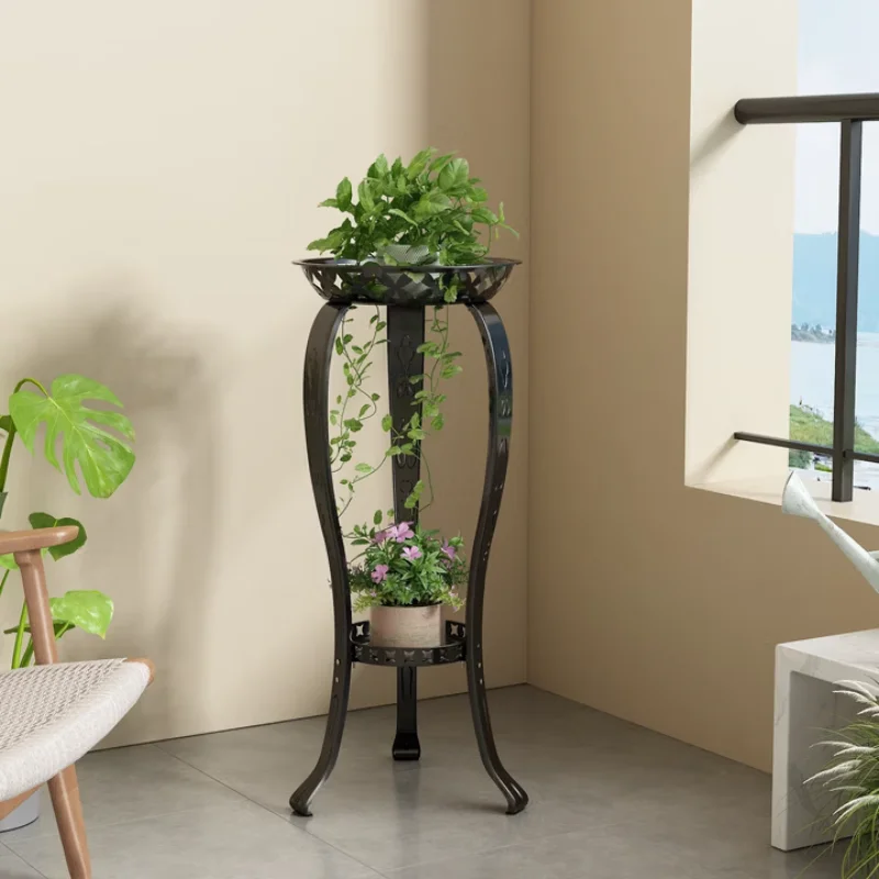 European wrought iron balcony flower stand flower pot multi-layer living room indoor and outdoor green dill hanging orchid flowe