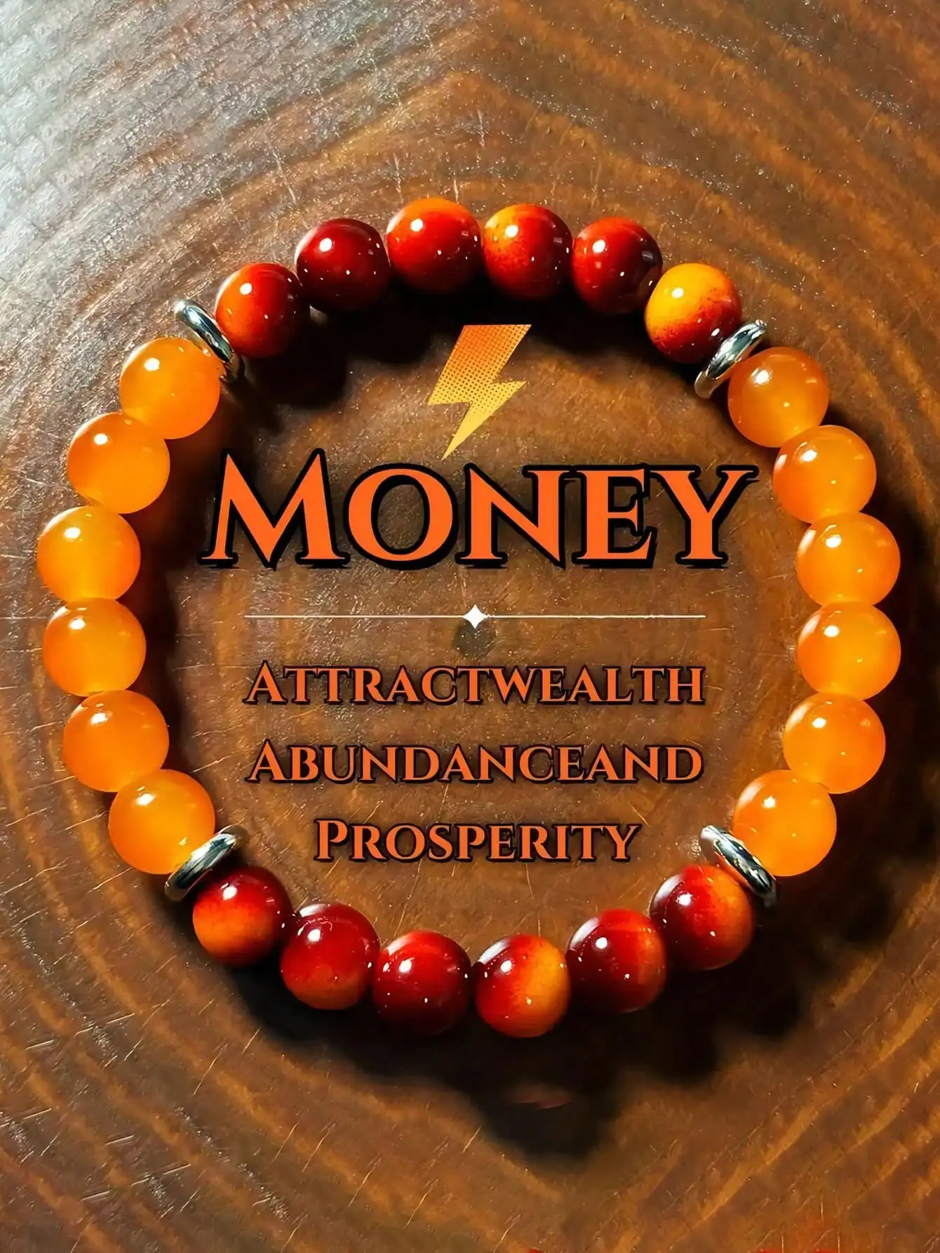 

Эластичный браслет из камней с оранжево-красным градиентом 8 мм для привлечения благополучия