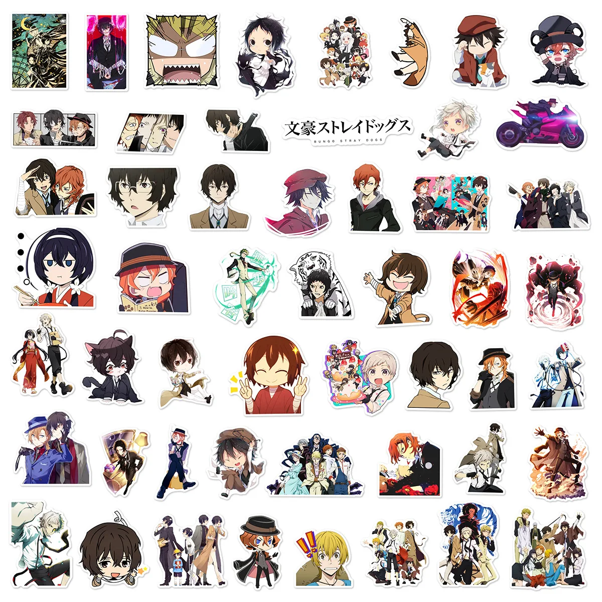 50Pcs Bungo Stray Dogs Series Graffiti Stickers Suitable for Laptop Helmets Desktop Decoration DIY Stickers Toys Wholesale