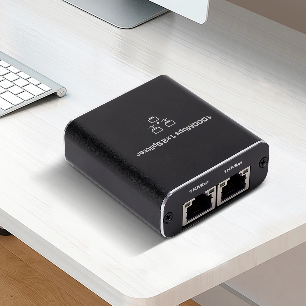 1000Mbps Internet Splitter 1 in 2 Out with USB Power Cable RJ45 Splitter High Speed Network Splitter for PC TV Box Router Sharer