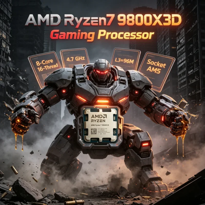 AMD Ryzen 7 9800X3D 8-Core 16-Thread Gaming Processor DDR5 Socket AM5 120W 4.7GHz R7 9800X3D 4NM L3=96M