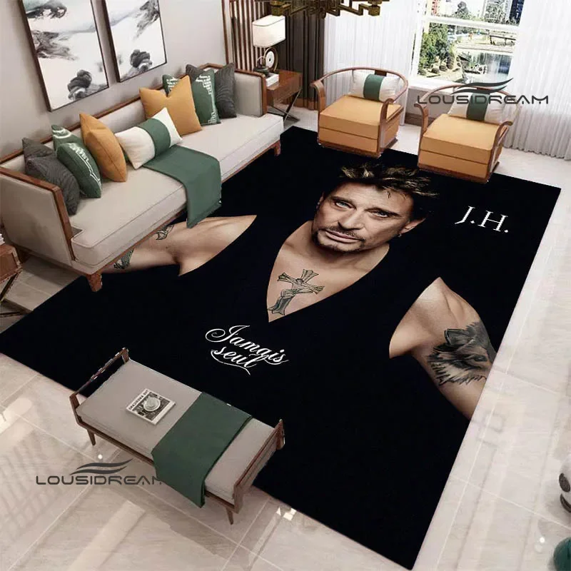 French rock star Johnny Hallyday Printed Carpet Non -slip carpet kawaii rug area rug rugs living room Birthday Gift