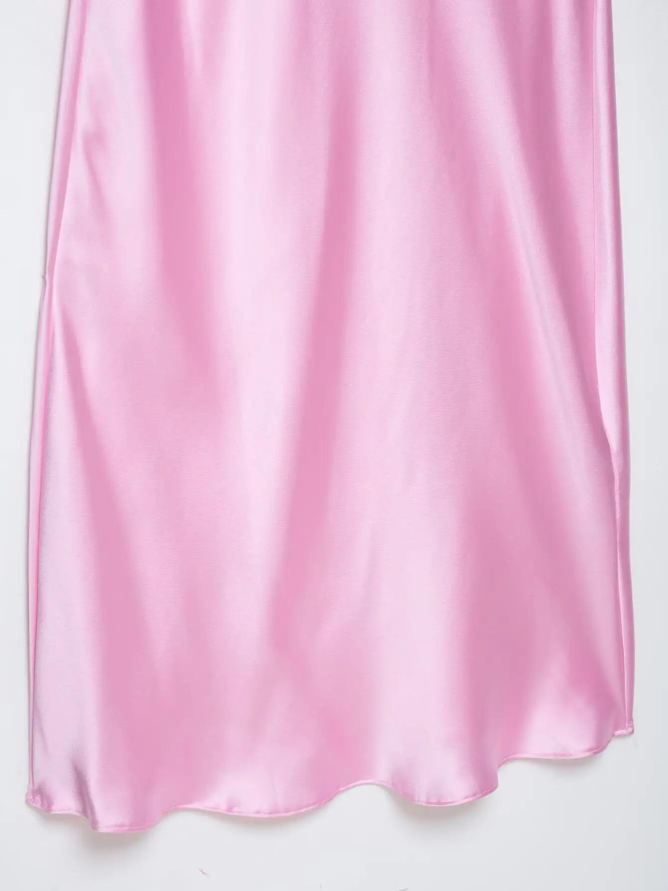 HH 2026 Neues Französisches Satin-Slip-Midikleid für Damen mit Wasserfallausschnitt und Bindeband, Elegantes Sommer-Urlaubs- und Abschlussballkleid – Detail 4