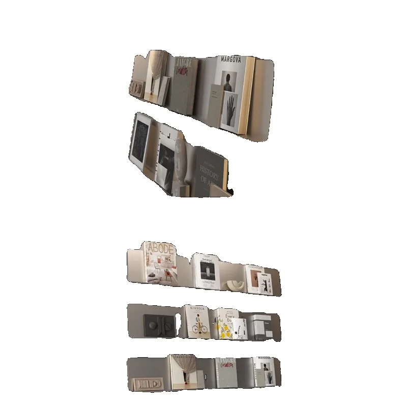 ins luminous baffle upper wall stainless steel wall shelf display shelf bookshelf laminate wall jewelry