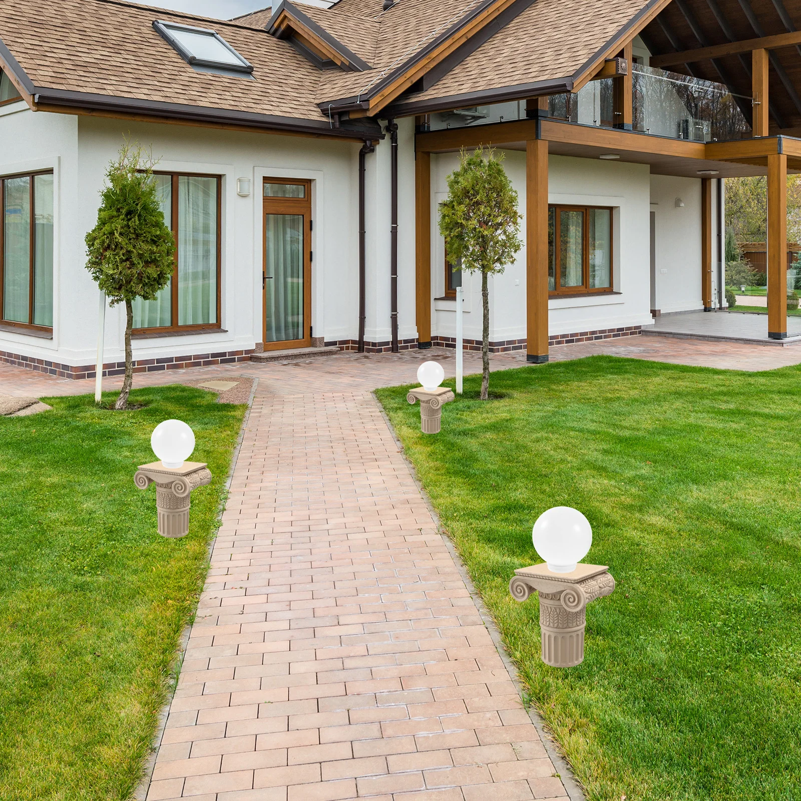 الكرة على شكل غطاء مصباح الاكريليك في الهواء الطلق غطاء خفيف للفناء الشرفة مصباح أرضي تركيبات استبدال غلوب مقاوم للماء #1