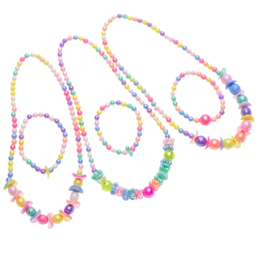 Pearl Necklace Bracelet Set Lovely Party Favor Play Little Jewelry Beads Christmas Dress Up