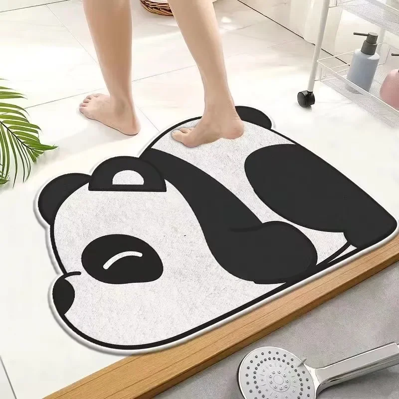 Animal Shaped Rug Cartoon Penguin Bear Panda Print Bathroom Rug Bath Mat Shower Rug for Home Decor Diatomaceous Earth Non-Slip