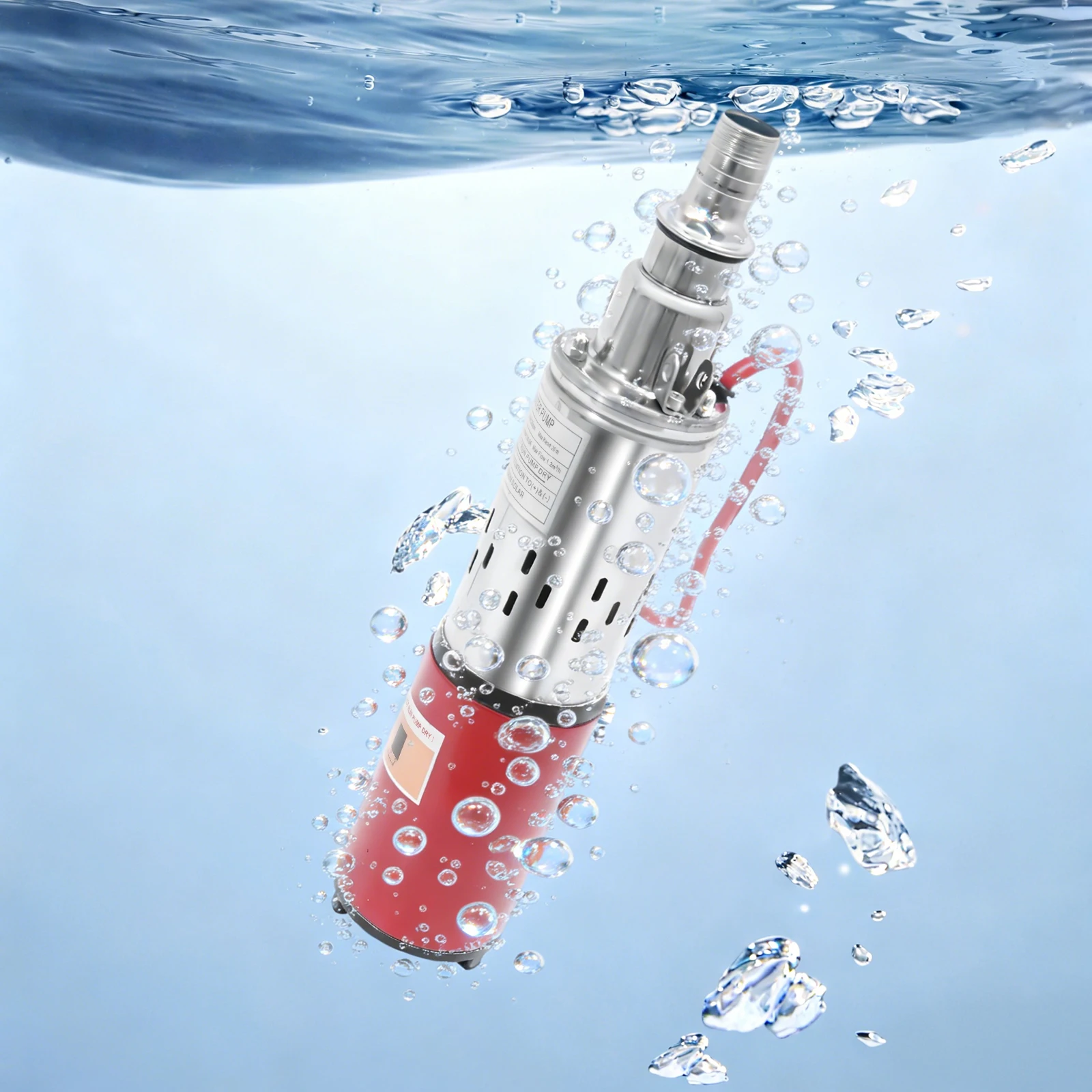 Deep Well Submersible Pump, DC 12V 180W Stainless Steel Submersible Pump, for Farm Ranch Irrigation 4500r/min