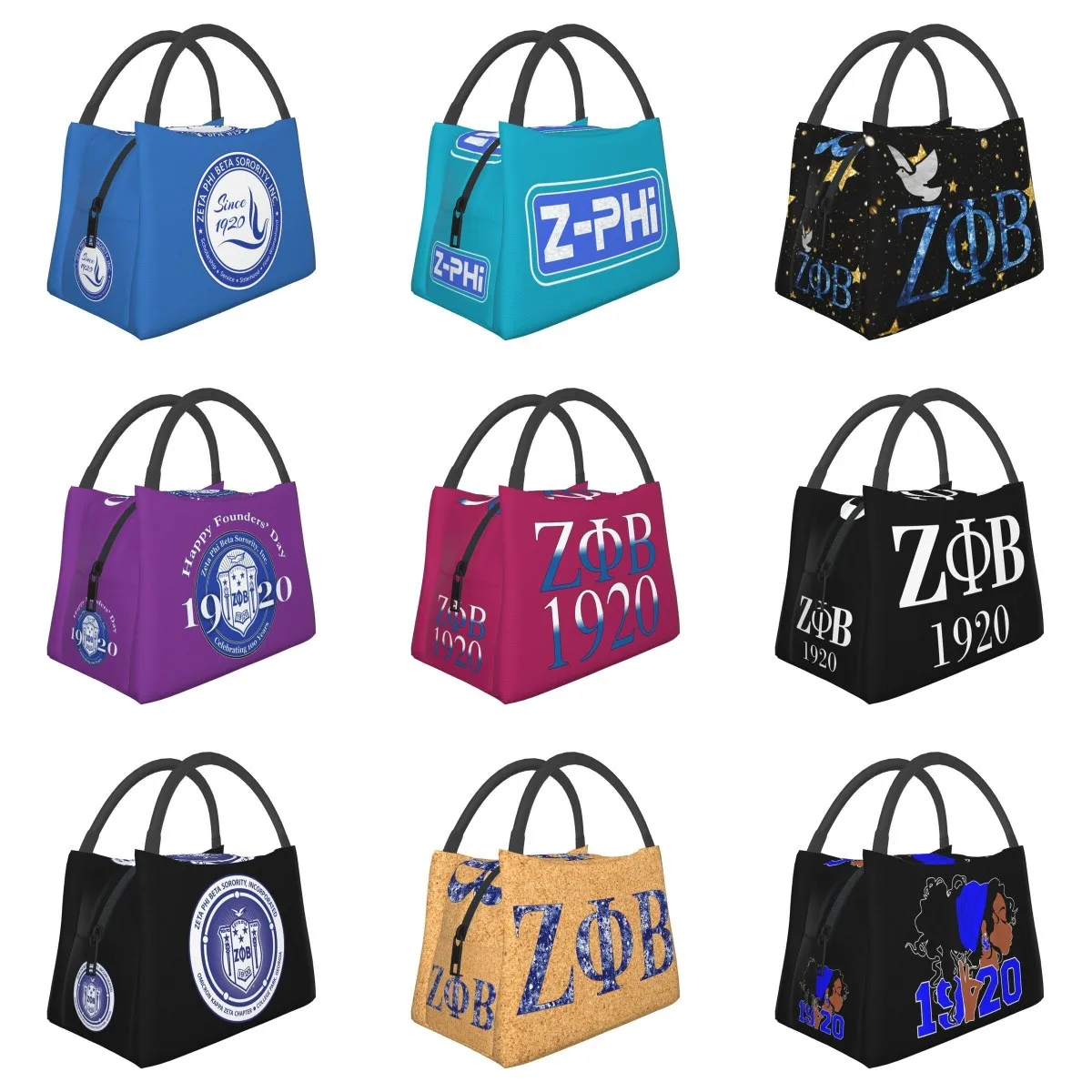 

Zeta Phi Beta Insulated Lunch Bags for Women Waterproof Cooler Thermal Lunch Tote Work Picnic