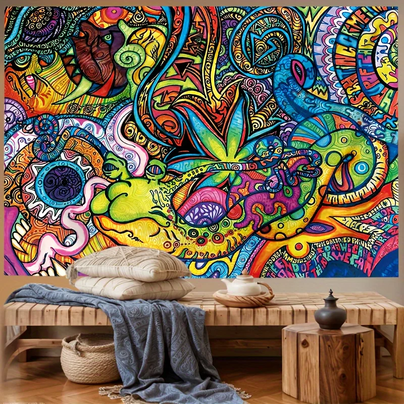 Abstract Psychedelic Tapestry Colourful Botanical Wave Tapestry Bedroom Living Room Wall Decor Tapestry