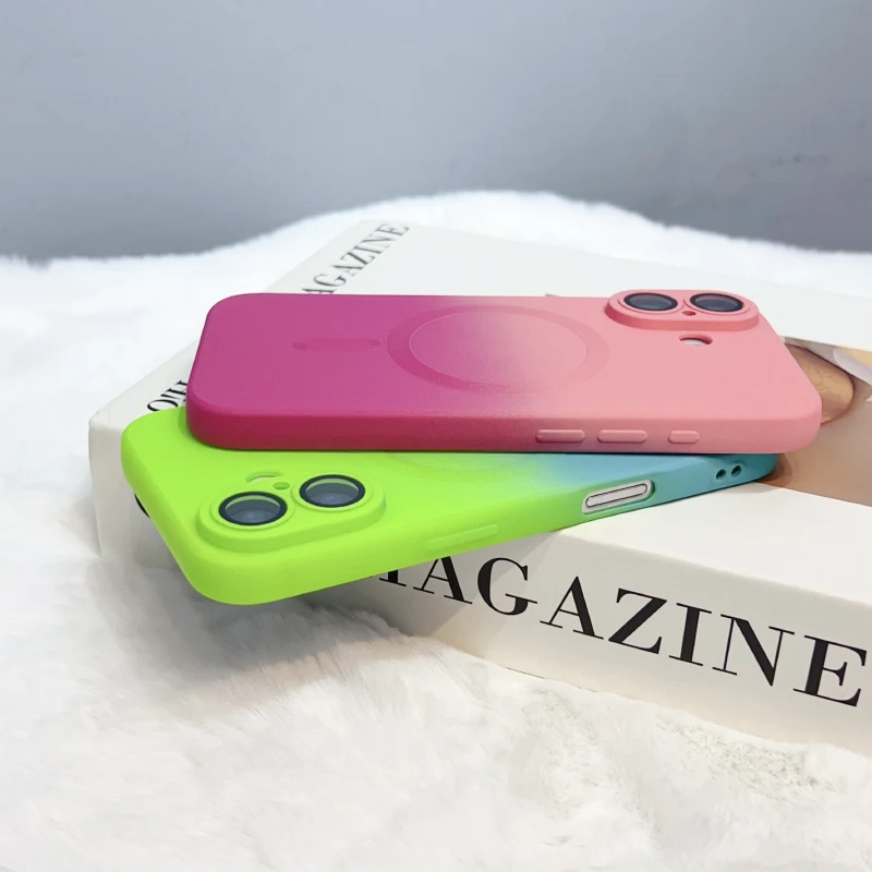 Luxury Gradient Liquid Silicone Magnetic Phone Case For IPhone 18 17 16 15 14 13 12 11 Pro Max For Magsafe Shockproof Back Cover