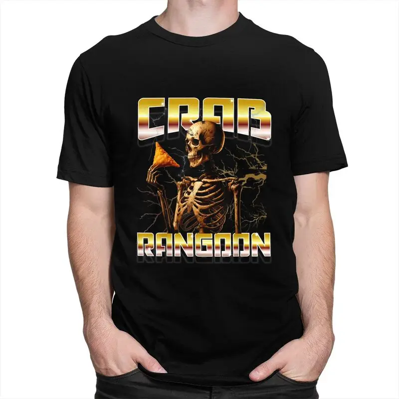 Funny Crab Rangoon Goons Meme Skeleton Tshirt Unisex Short Sleeve Graphic Tee Shirt Summer Loose Oversized Pure Cotton Tee Tops