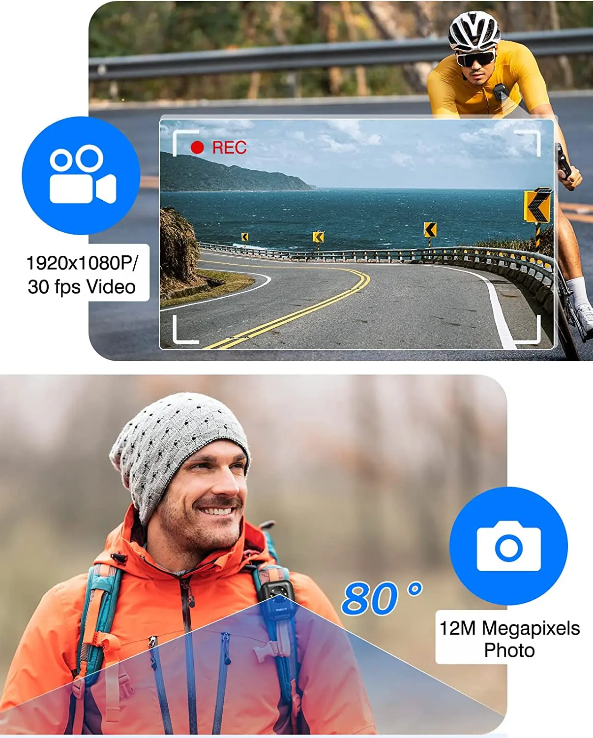 BOBLOV W4 Mini Body Worn Camera, 64GB 1080P Video Camera Battery 5hours Video Shooting Bodycam Police Head Mounted Cam - Image 5