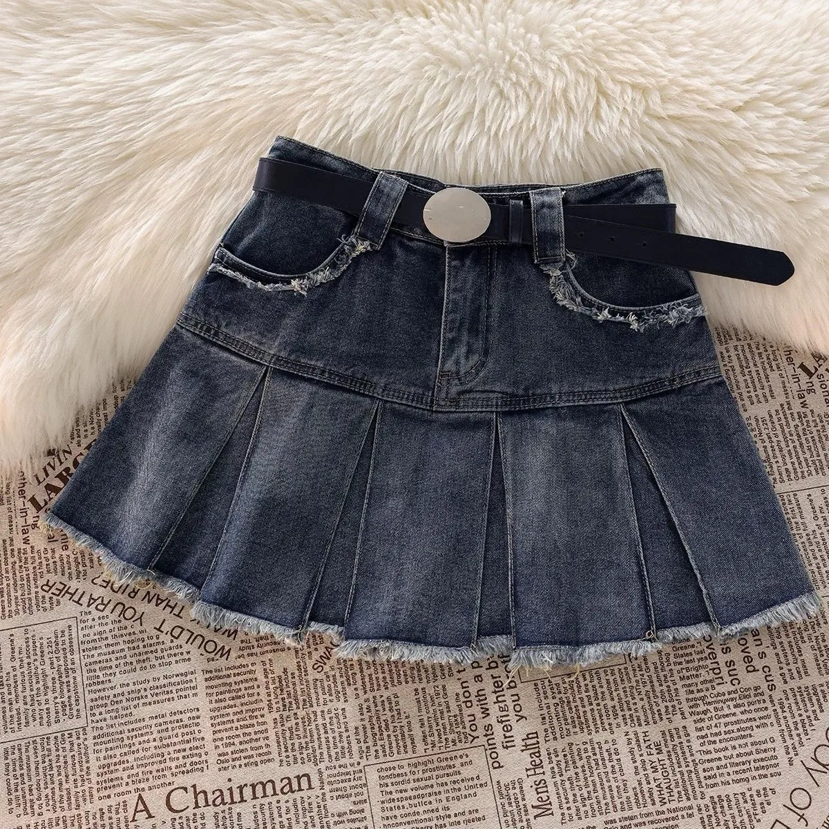 

Summer girls' pleated skirt new versatile children's slimming and stylish versatile denim skirt