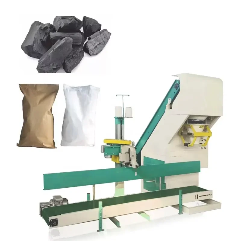 2026 CE Semi-automatic 5kg 10kg 25kg 50kg Charcoal Potato Garlic Lime Block Gravel Stone Weighing Filling Sealing Packaging