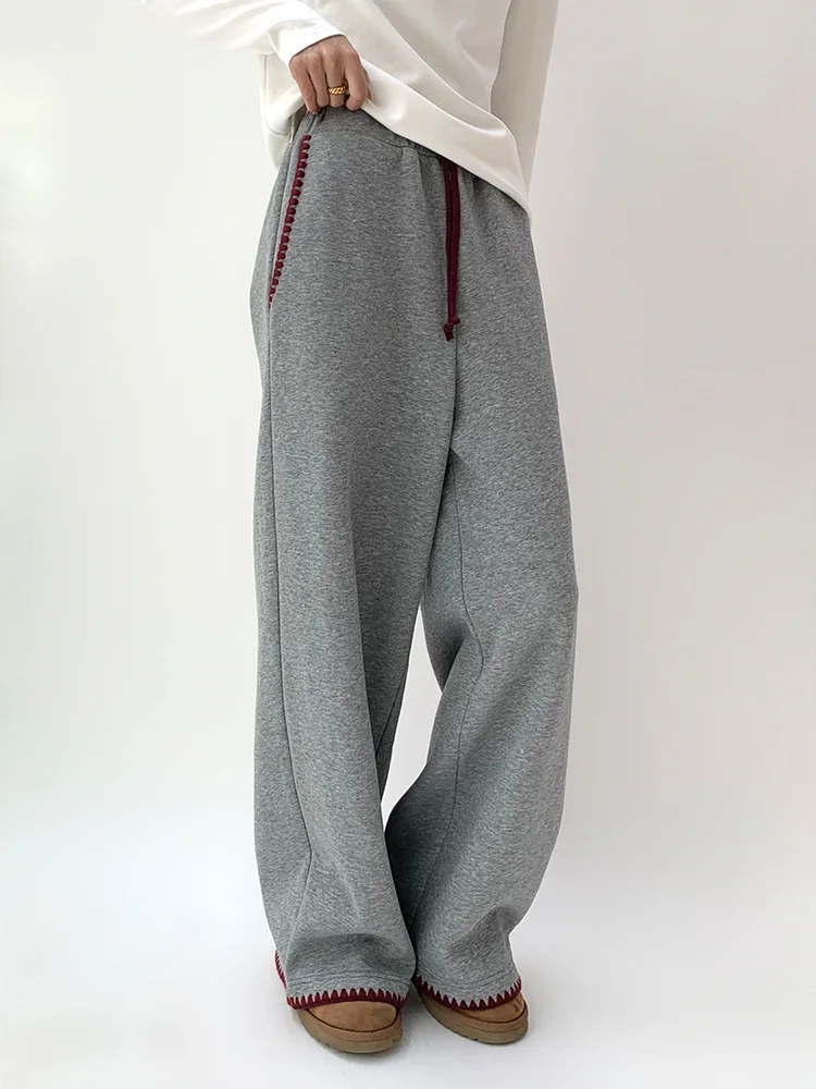 

Осенне-зимние повседневные брюки Dstring в европейском стиле с высокой талией, свободные, спортивные, женские, скрывающие недостатки фигуры, широкие брюки-палаццо