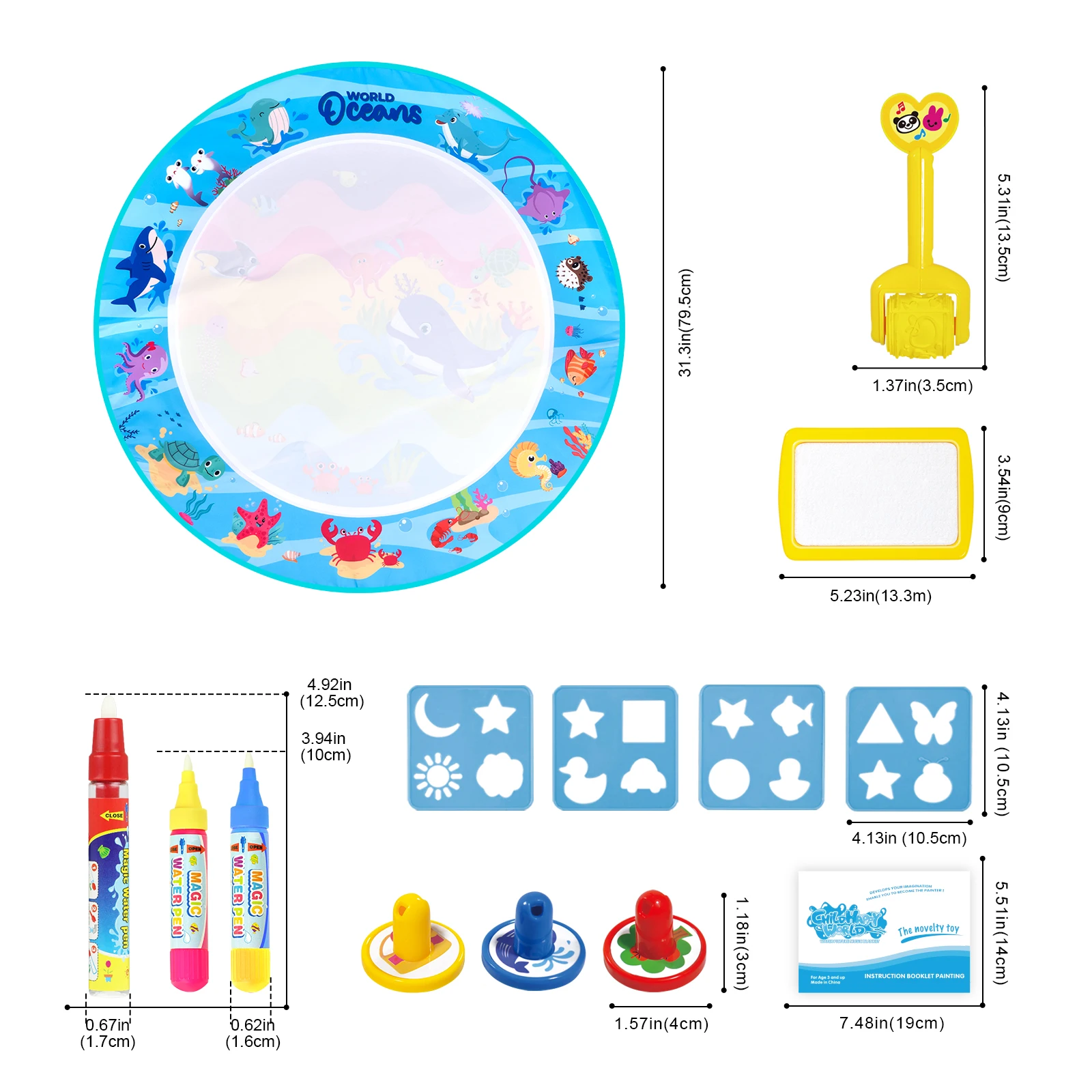 Kids Magic Water Tekening Mat Coloring Doodle met herbruikbare Magic Pennen Montessori Speelgoed Schilderbord Educatief speelgoed Kindergeschenken